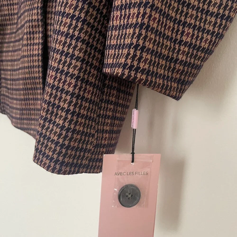 NEW Avec Les Filles Longline Plaid Blazer Anthropologie - Picture 6 of 6
